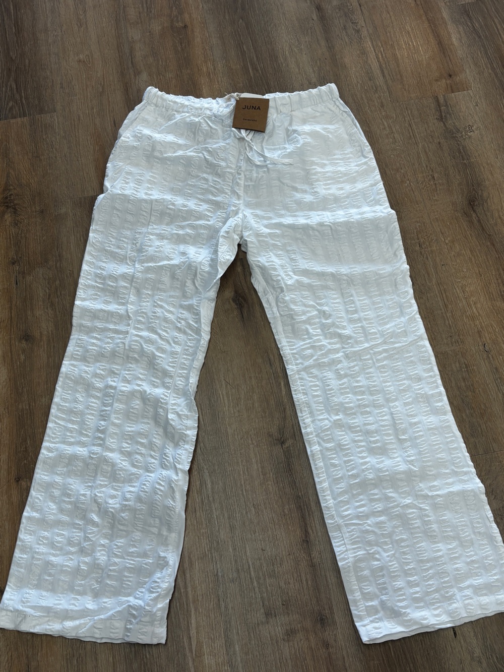 Women's White Textured Lounge Pants - Relaxed Sleepwear